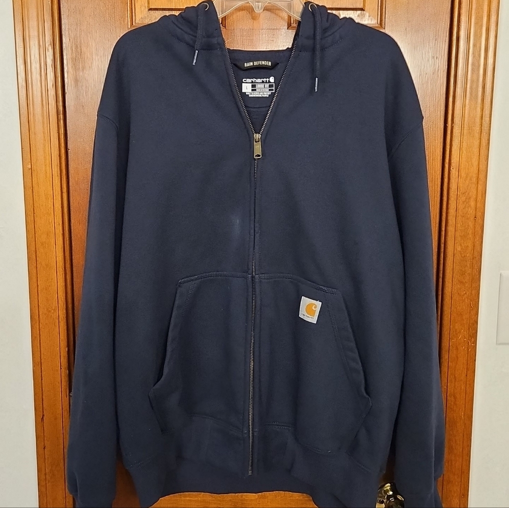 Carhartt navy blue zip up hoodie